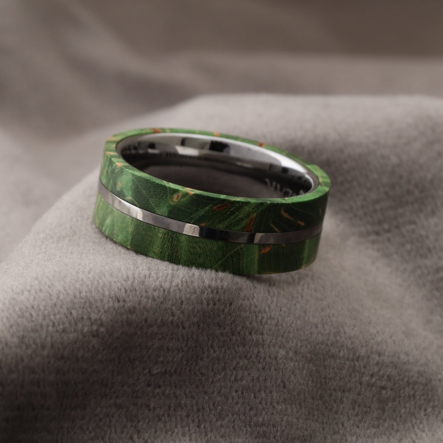 Tungsten Ring with Green Elder Box Wood Inlay - 8mm - A180