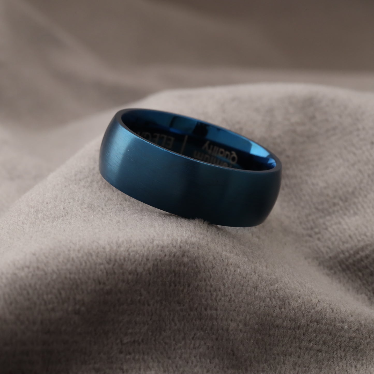 A232 Blue Titanium Ring Matte Finish - 8mm Elegant Design