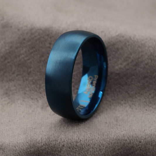 A232 Blue Titanium Ring Matte Finish - 8mm Elegant Design