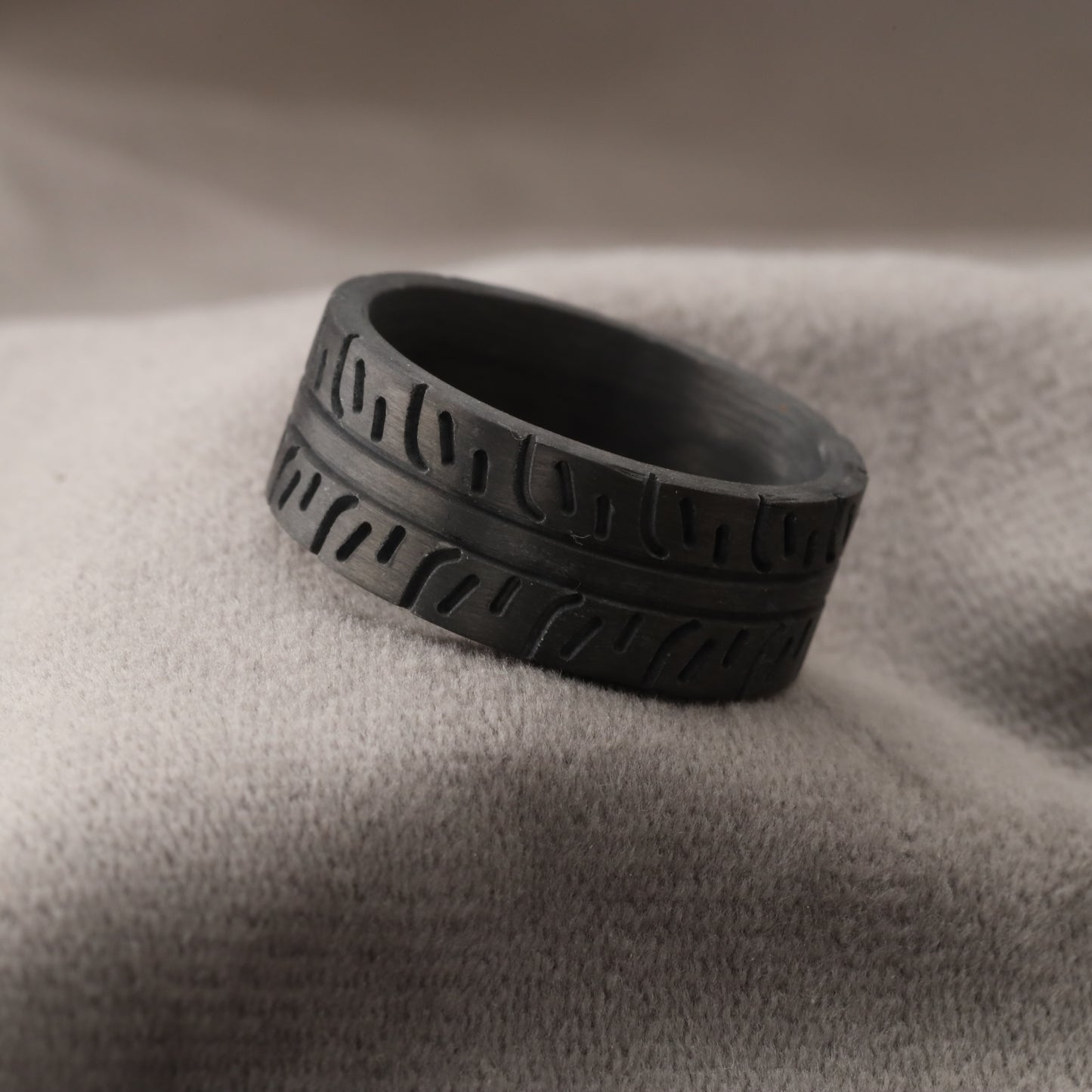 Carbon Fiber Ring with Tire Tread Pattern - 10mm Wide - A198