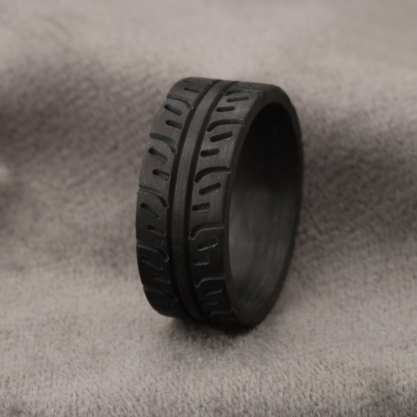Carbon Fiber Ring with Tire Tread Pattern - 10mm Wide - A198