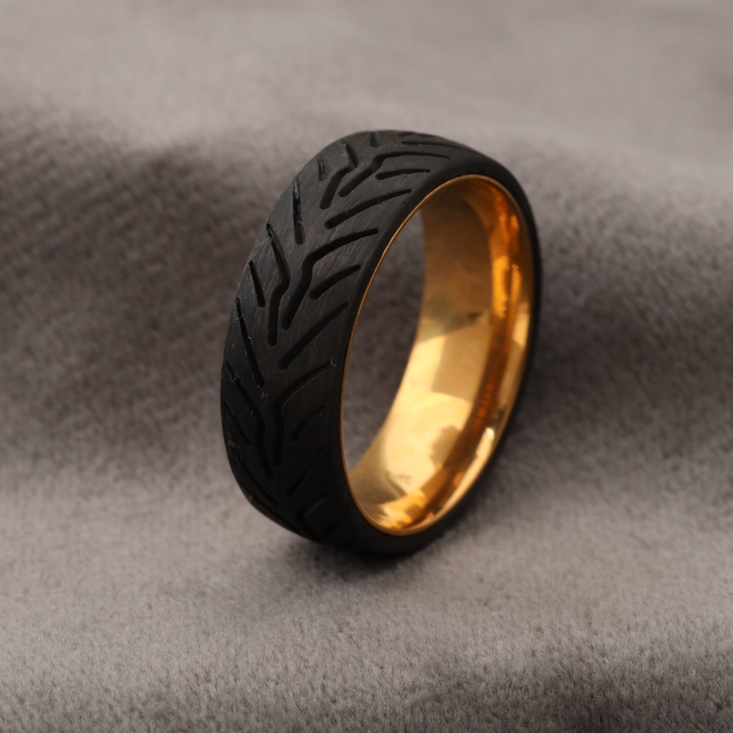 Carbon Fiber Ring with 18K Gold Plated Titanium Core - 8mm - A200