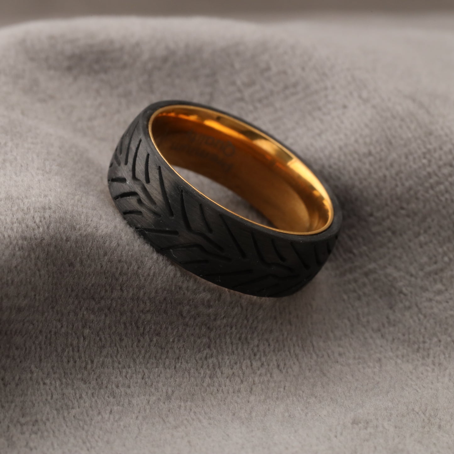 Carbon Fiber Ring with 18K Gold Plated Titanium Core - 8mm - A200