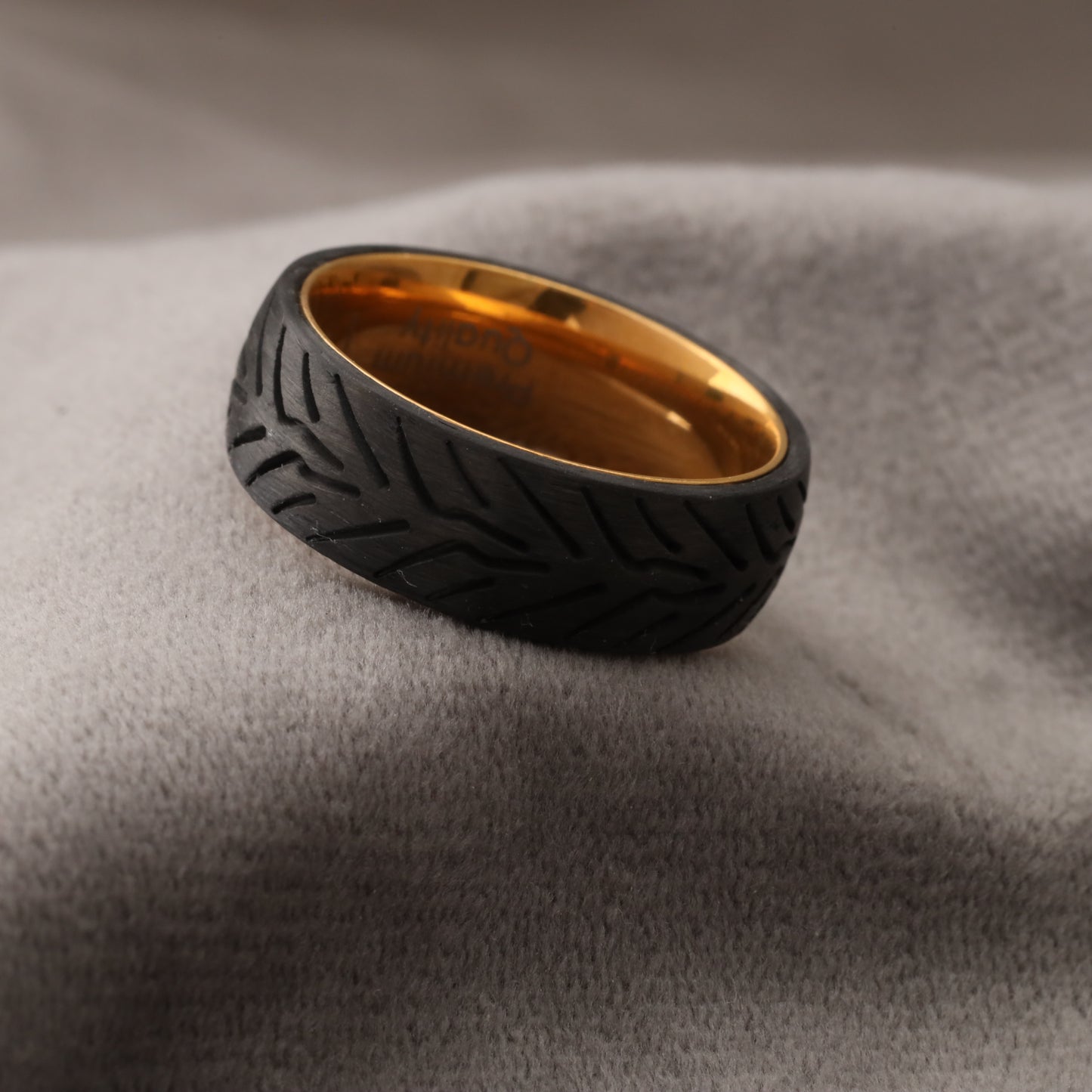 Carbon Fiber Ring with 18K Gold Plated Titanium Core - 8mm - A200