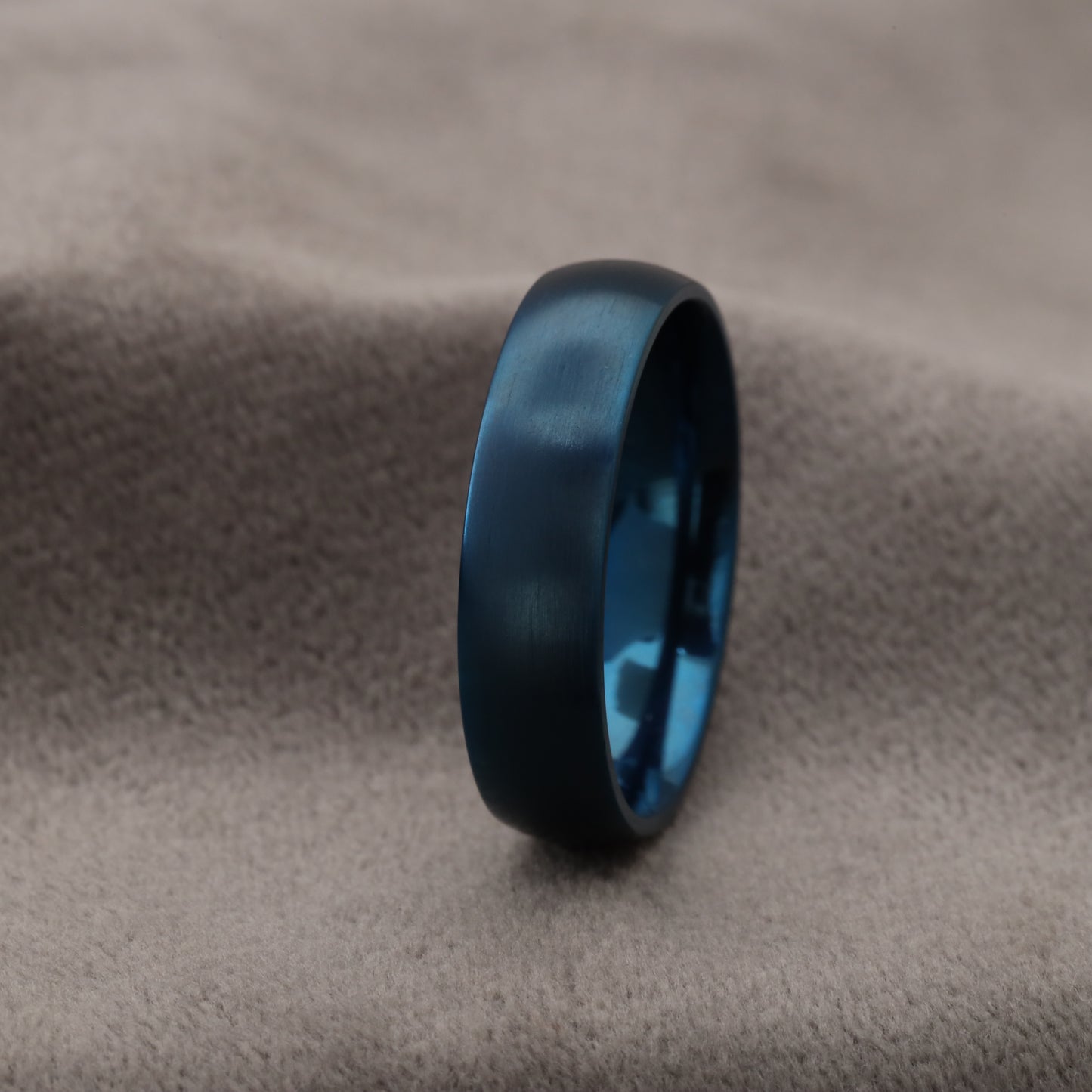 A229 Blue Titanium Ring Matte Finish - 6mm Elegant Design