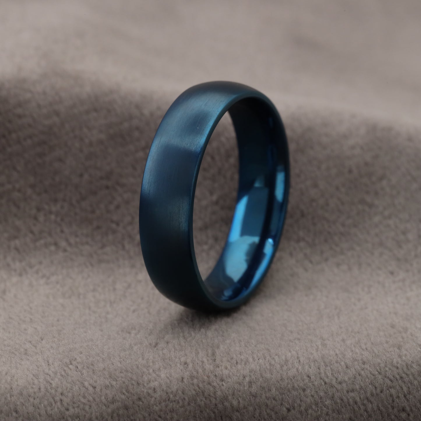 A229 Blue Titanium Ring Matte Finish - 6mm Elegant Design