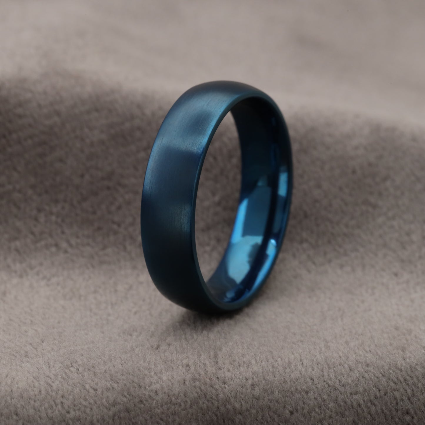 A229 Blue Titanium Ring Matte Finish - 6mm Elegant Design