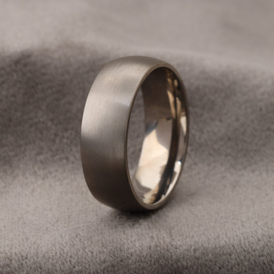 A223 Silver Titanium Ring Matte Finish - 8mm Simple Elegance