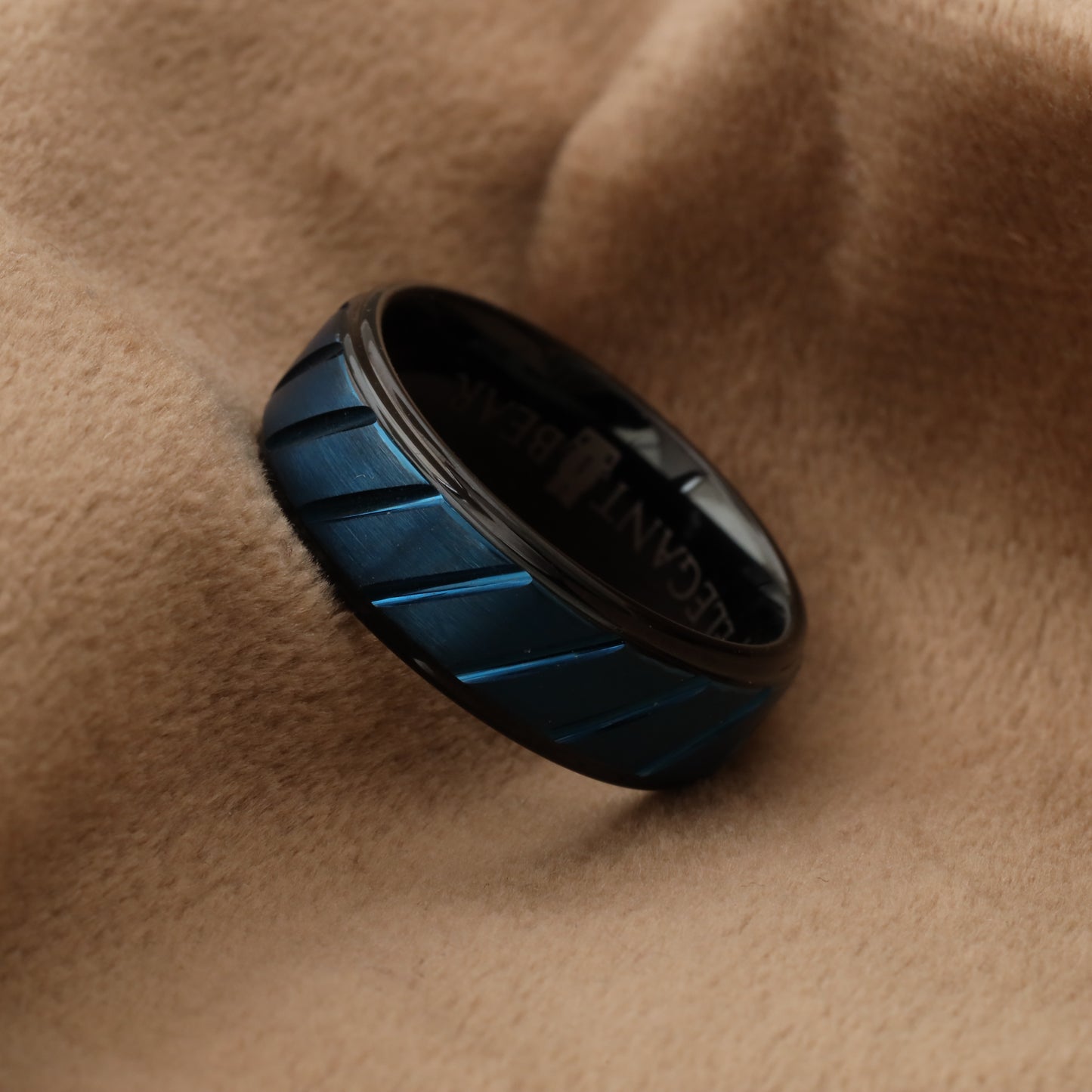 Tungsten Carbide Wedding Band with Blue Inlay - A113