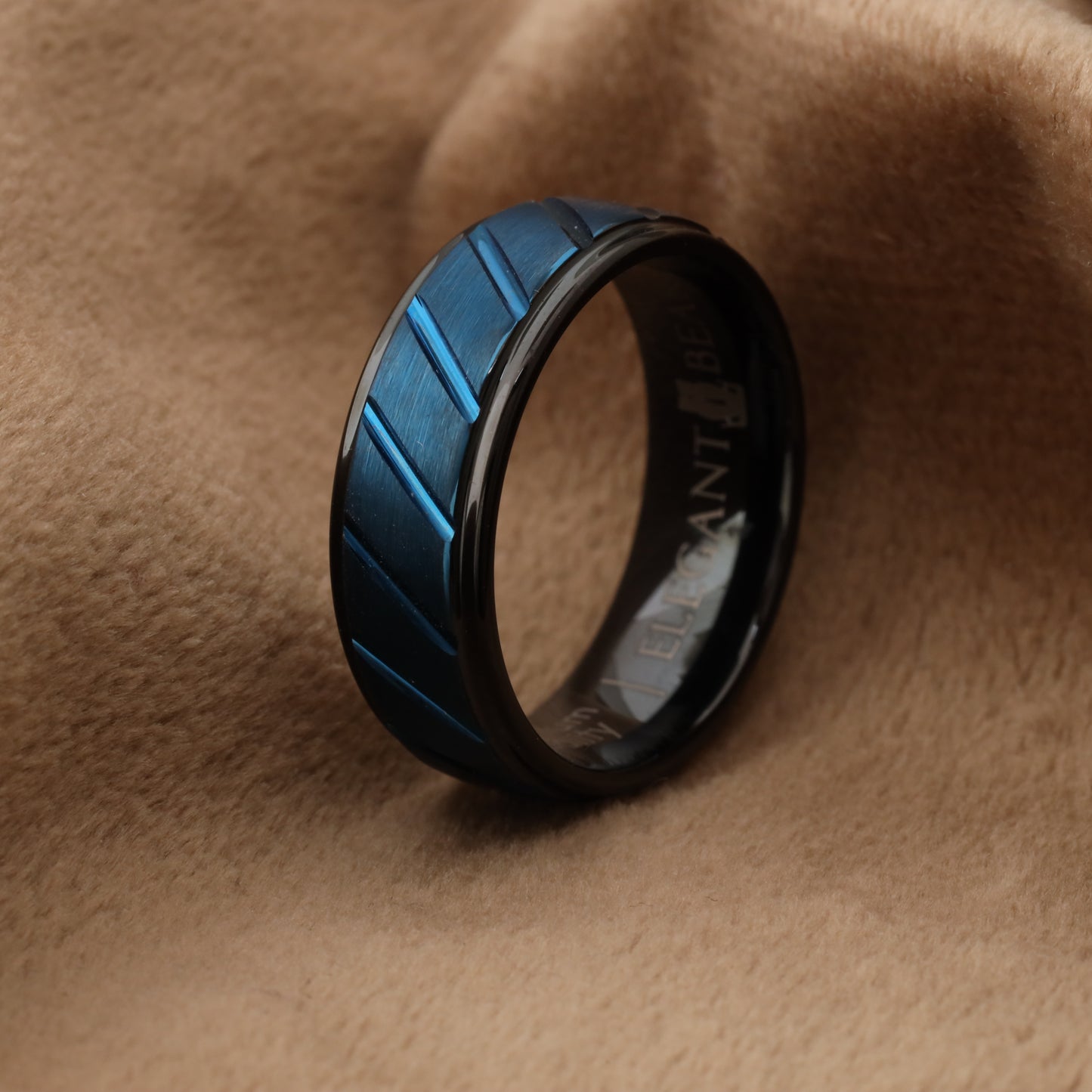 Tungsten Carbide Wedding Band with Blue Inlay - A113