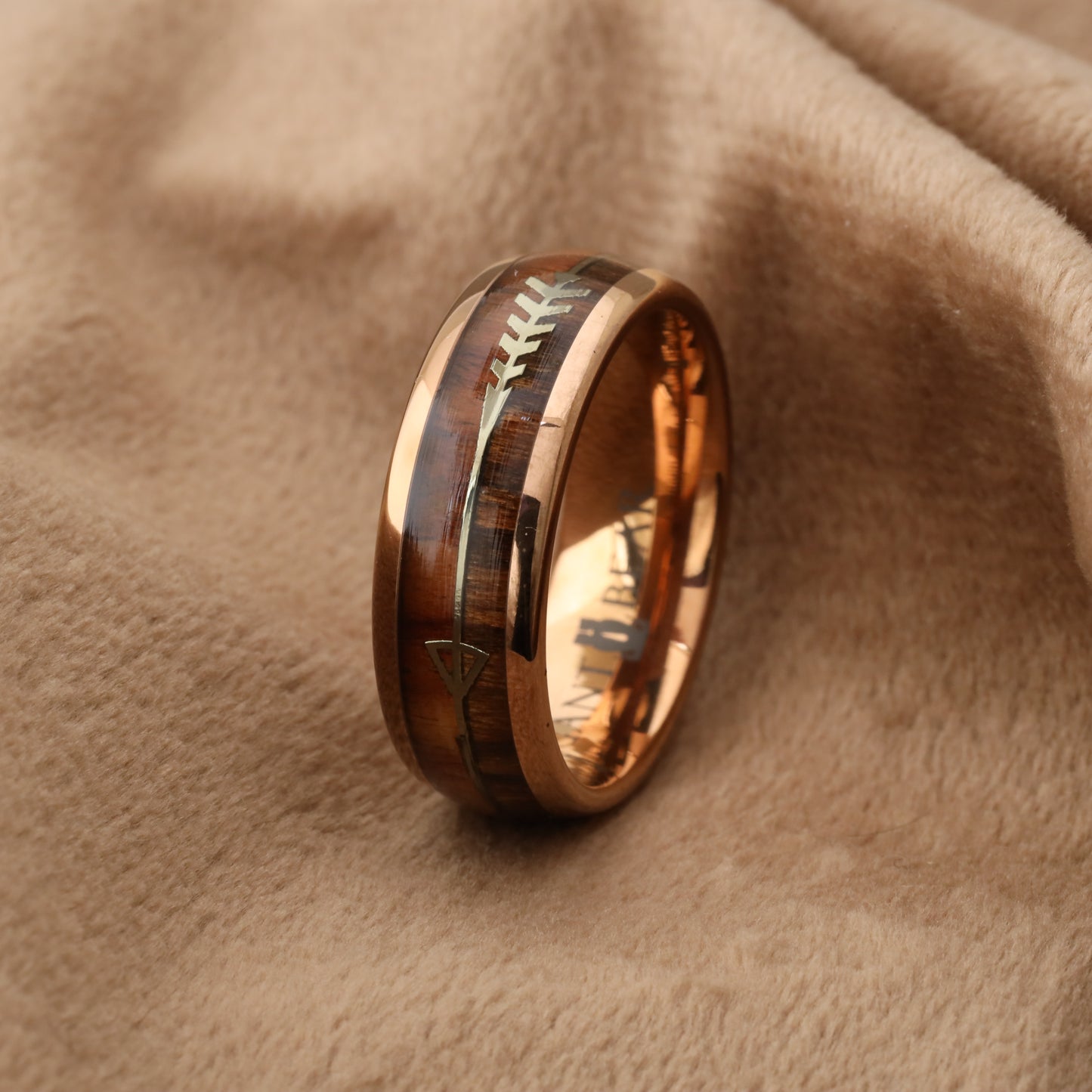 Tungsten & Natural Koa Wood Ring A119