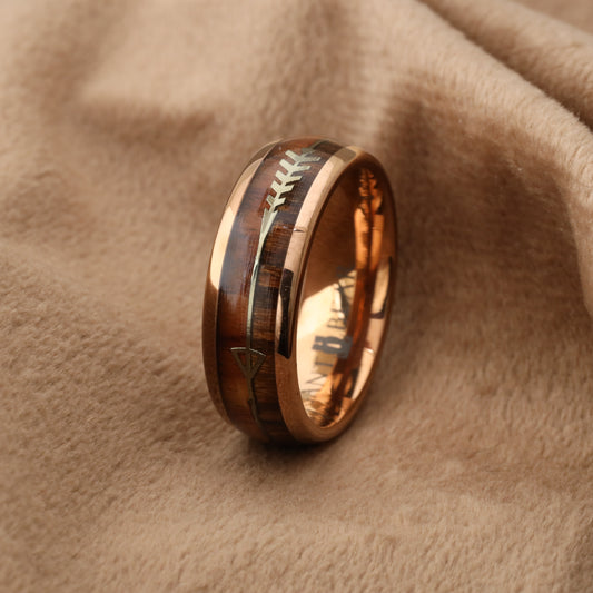 Tungsten & Natural Koa Wood Ring A119