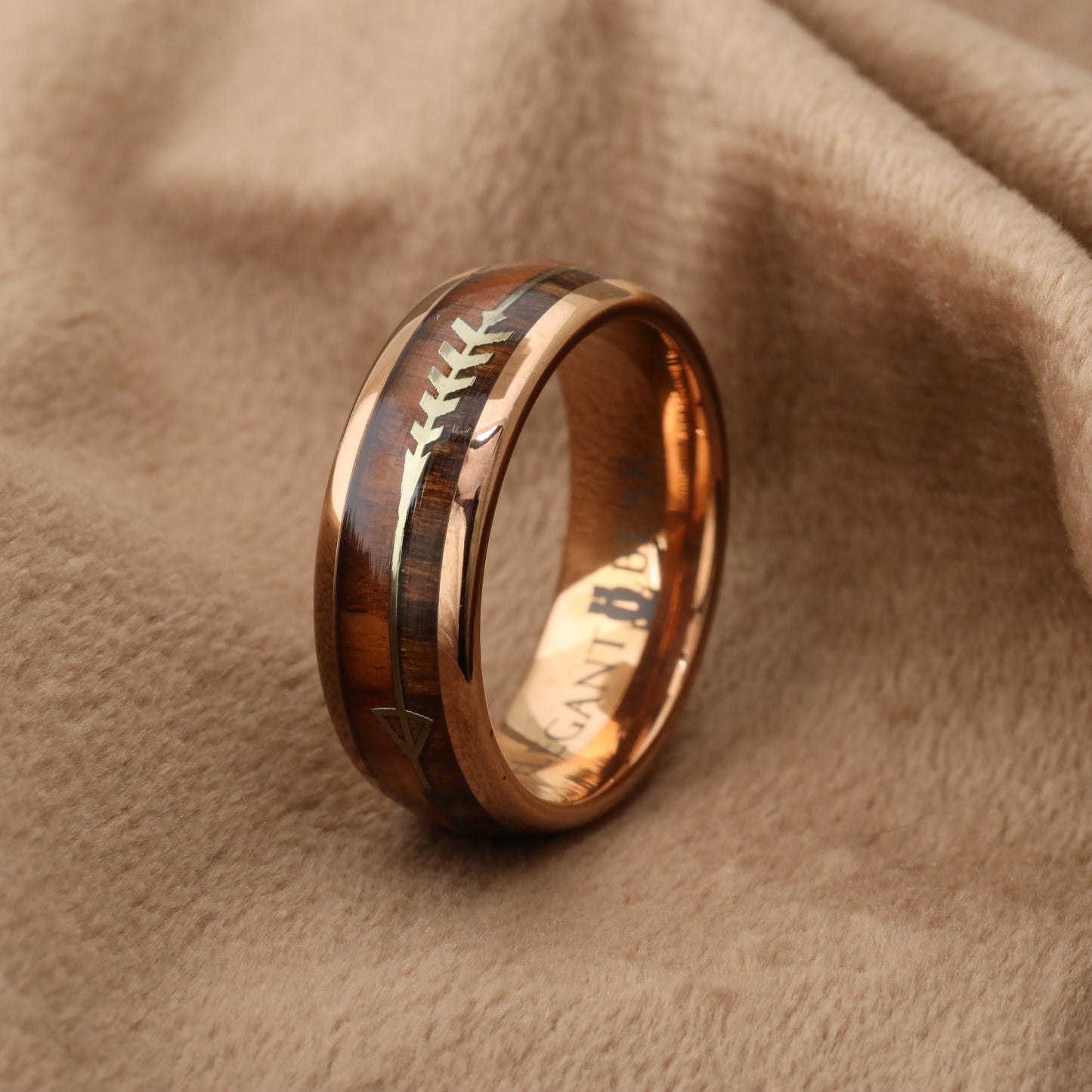 Tungsten & Natural Koa Wood Ring A119