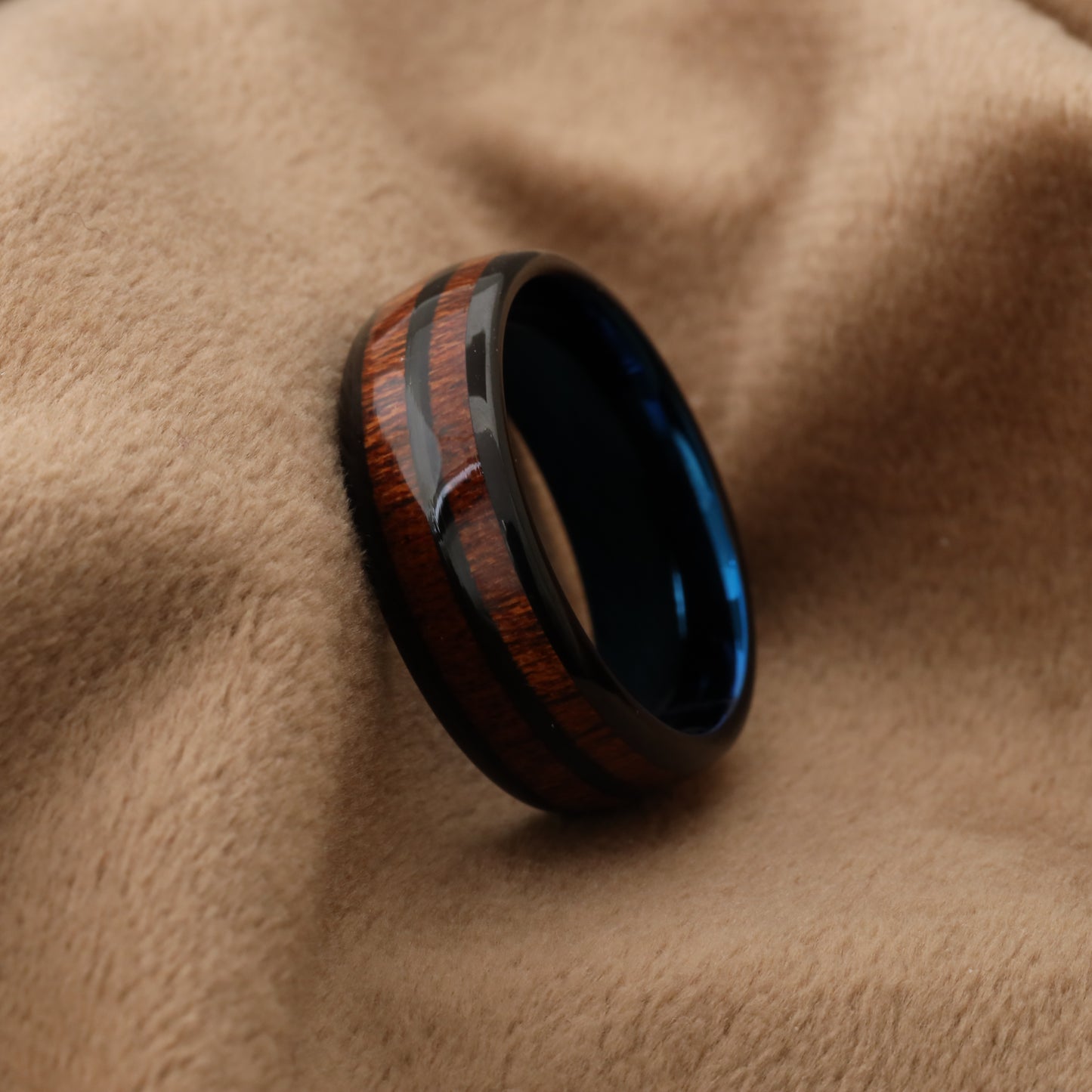 Tungsten Ring Inlaid with Natural Deer Ivory and Artificial Meteorites - A108