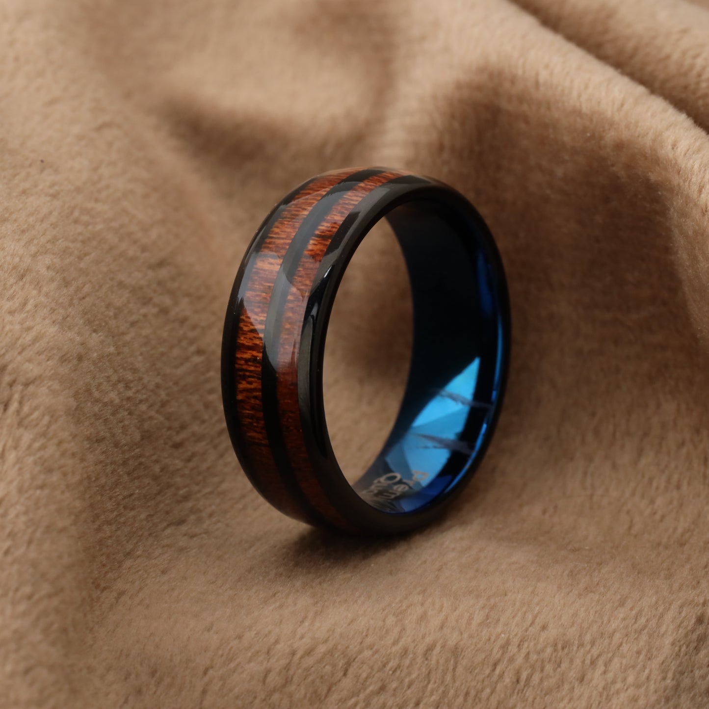 Tungsten Ring Inlaid with Natural Deer Ivory and Artificial Meteorites - A108