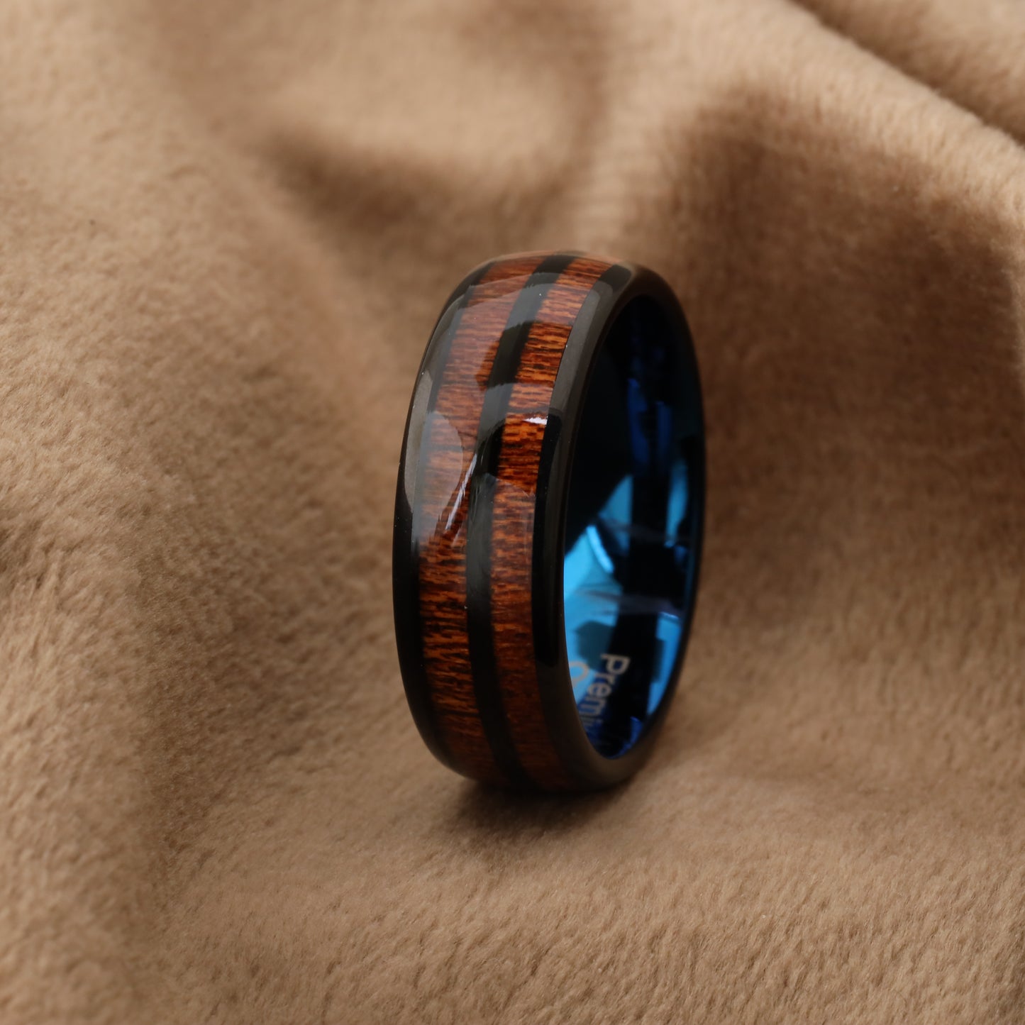 Tungsten Ring Inlaid with Natural Deer Ivory and Artificial Meteorites - A108