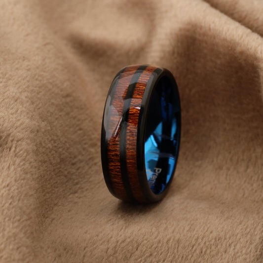 Tungsten Ring Inlaid with Natural Deer Ivory and Artificial Meteorites - A108