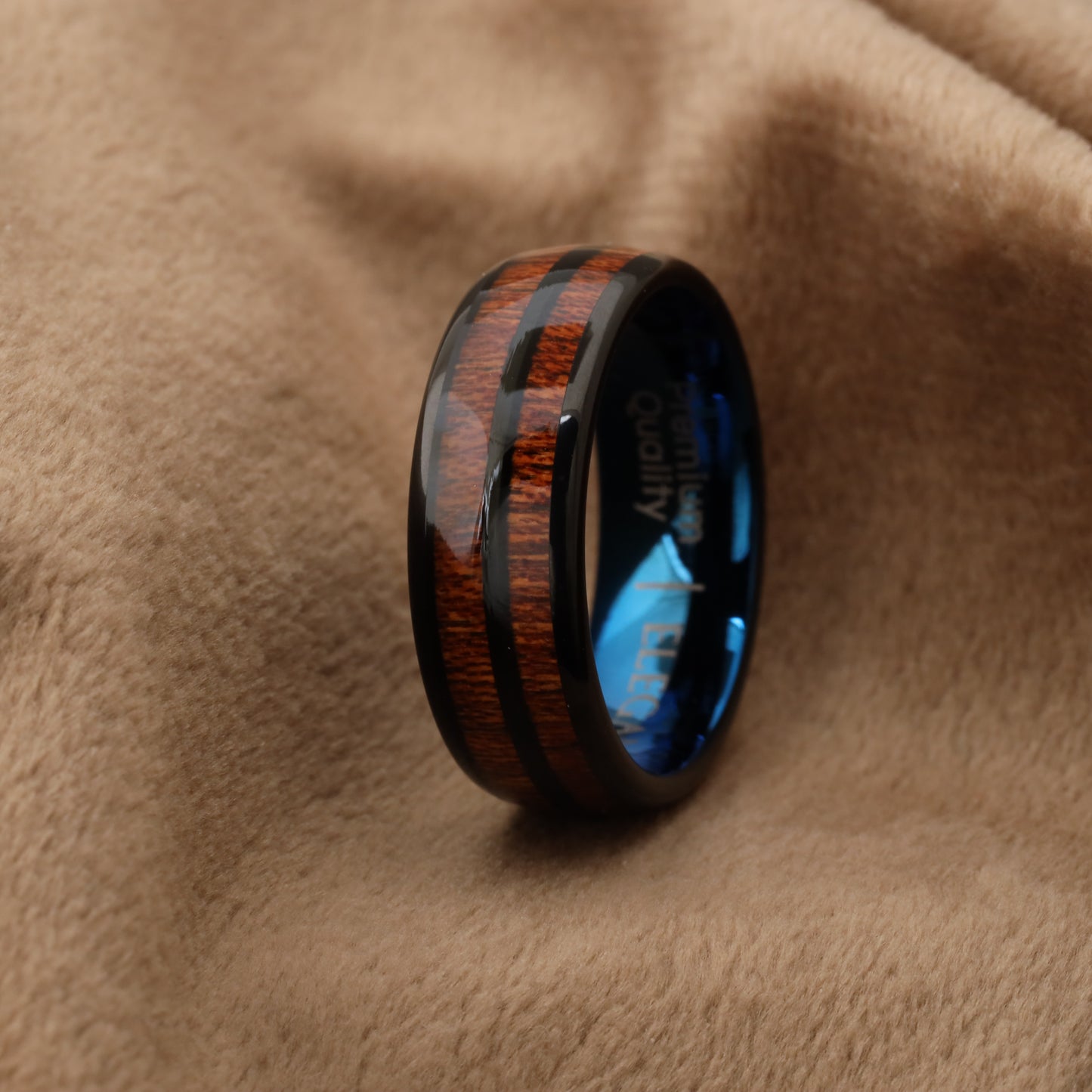 Tungsten Ring Inlaid with Natural Deer Ivory and Artificial Meteorites - A108