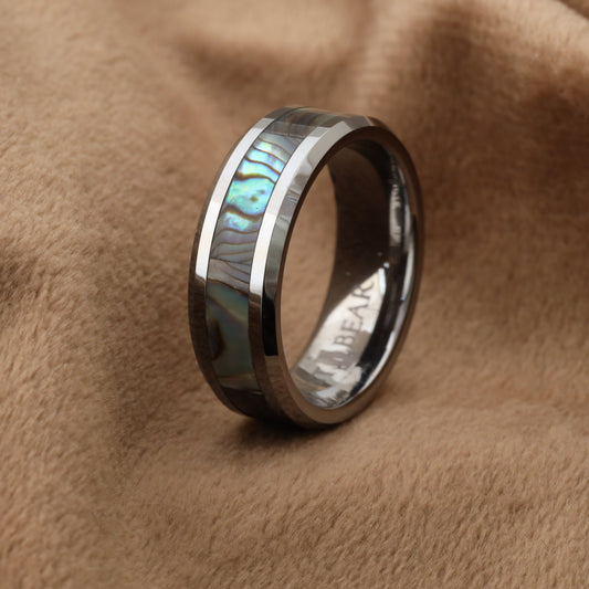 A156 Tungsten Carbide Ring with Abalone Shell Inlay