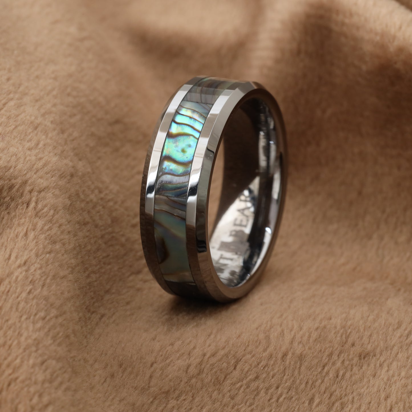 A156 Tungsten Carbide Ring with Abalone Shell Inlay