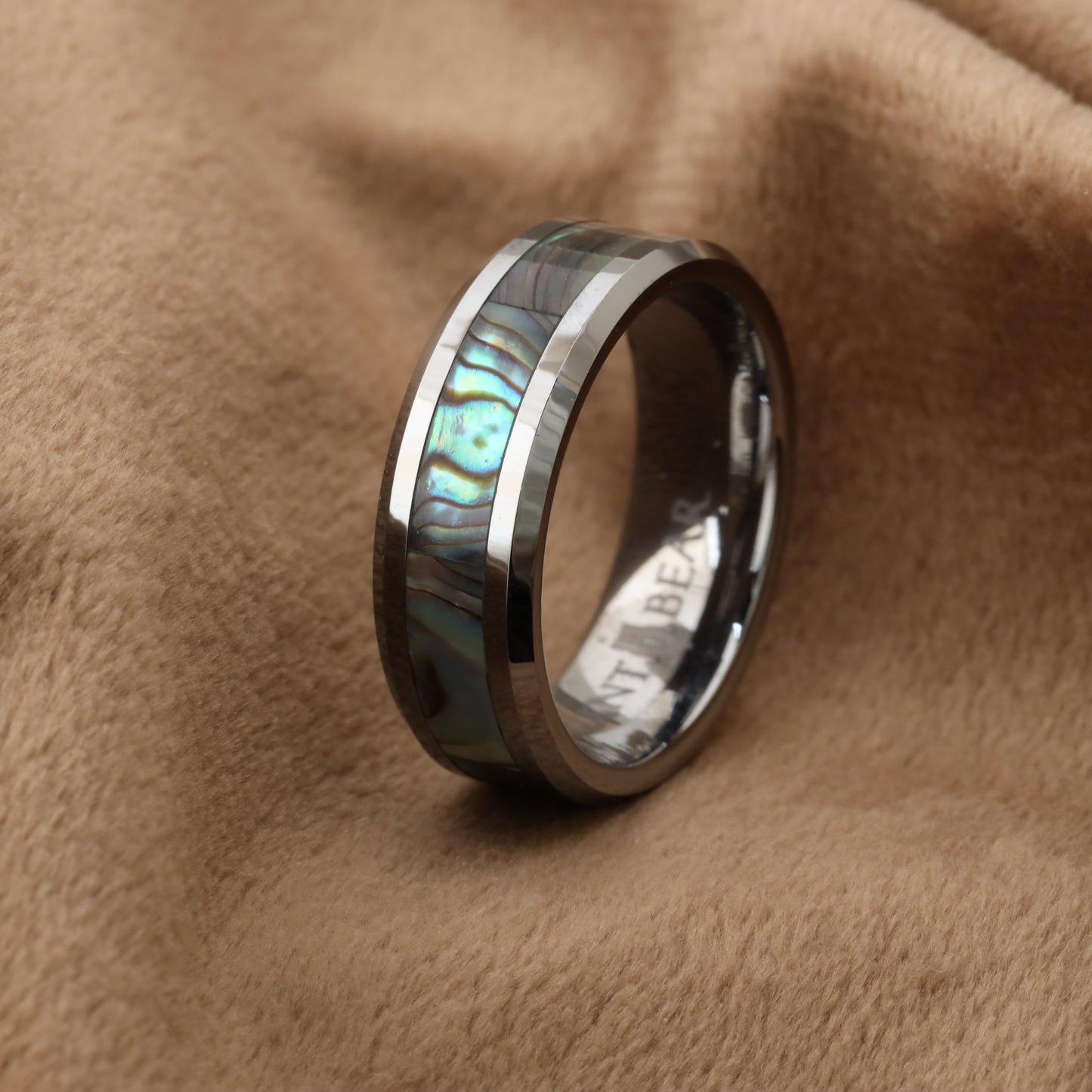A156 Tungsten Carbide Ring with Abalone Shell Inlay