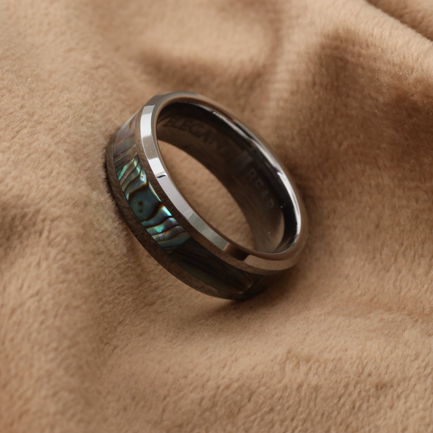 A156 Tungsten Carbide Ring with Abalone Shell Inlay