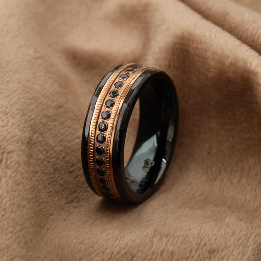 Black Zircon Tungsten Ring - A188