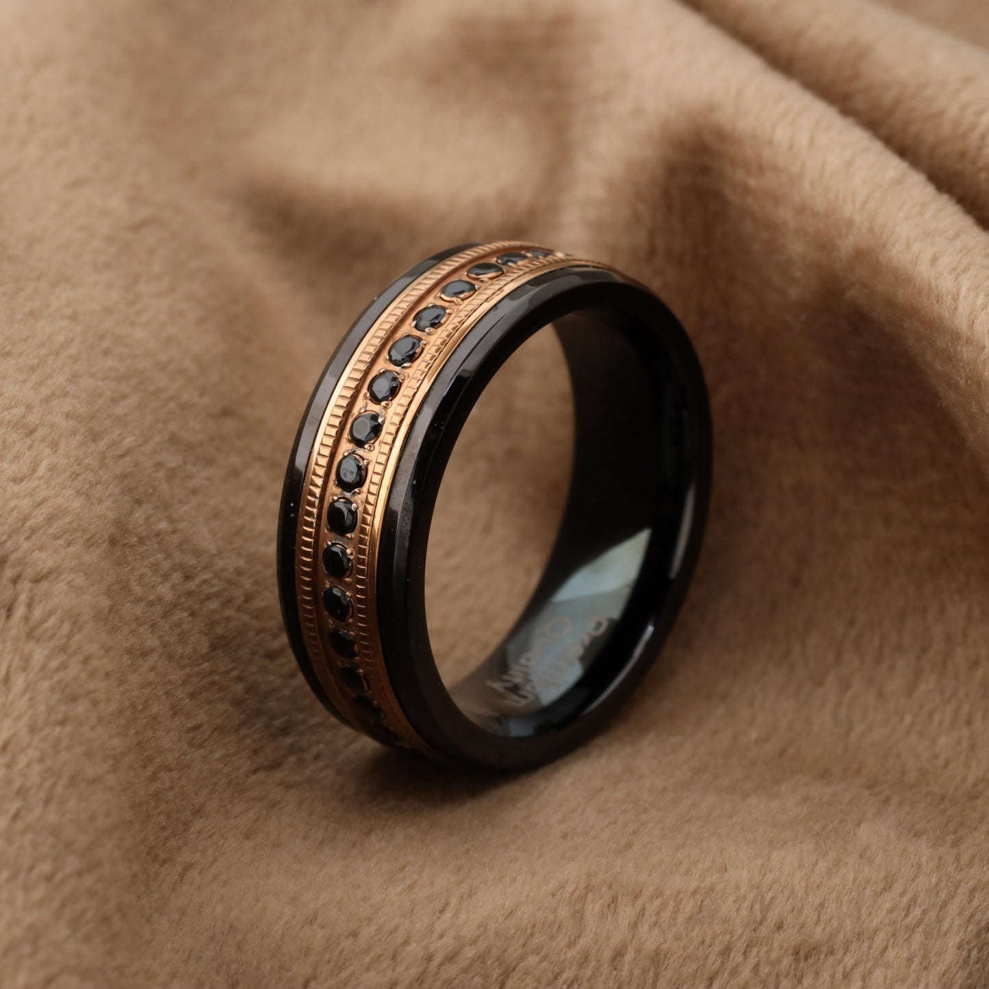 Black Zircon Tungsten Ring - A188