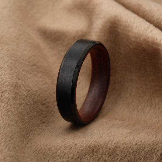 Titanium & Natural Koa Wood Ring - A192