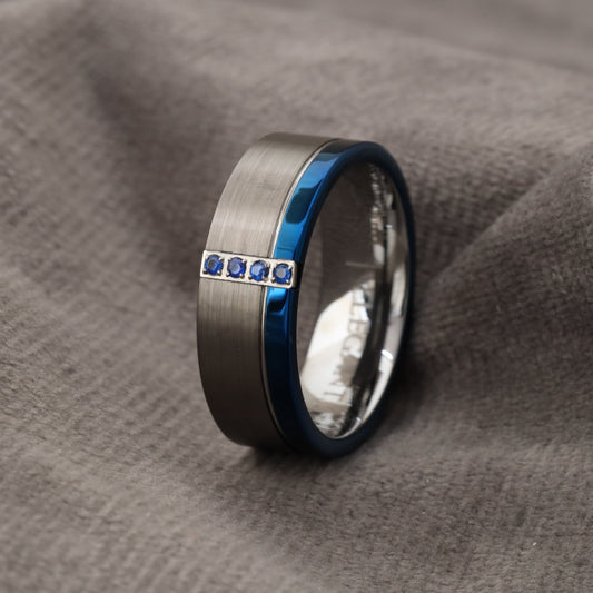 A161 Tungsten Carbide Ring with Blue Micro Zircon