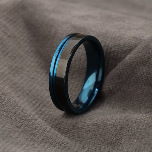Black & Blue Titanium Ring A210