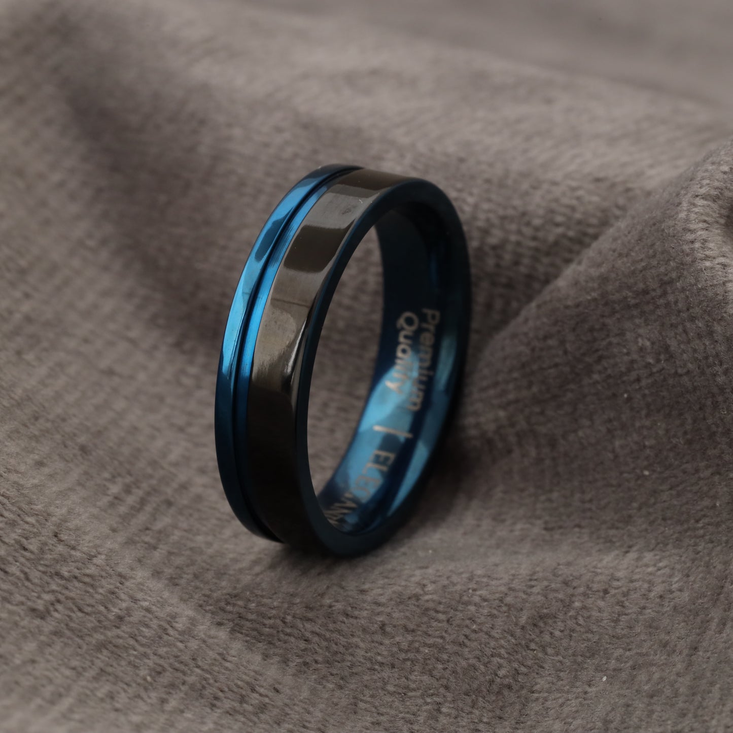 Black & Blue Titanium Ring A210