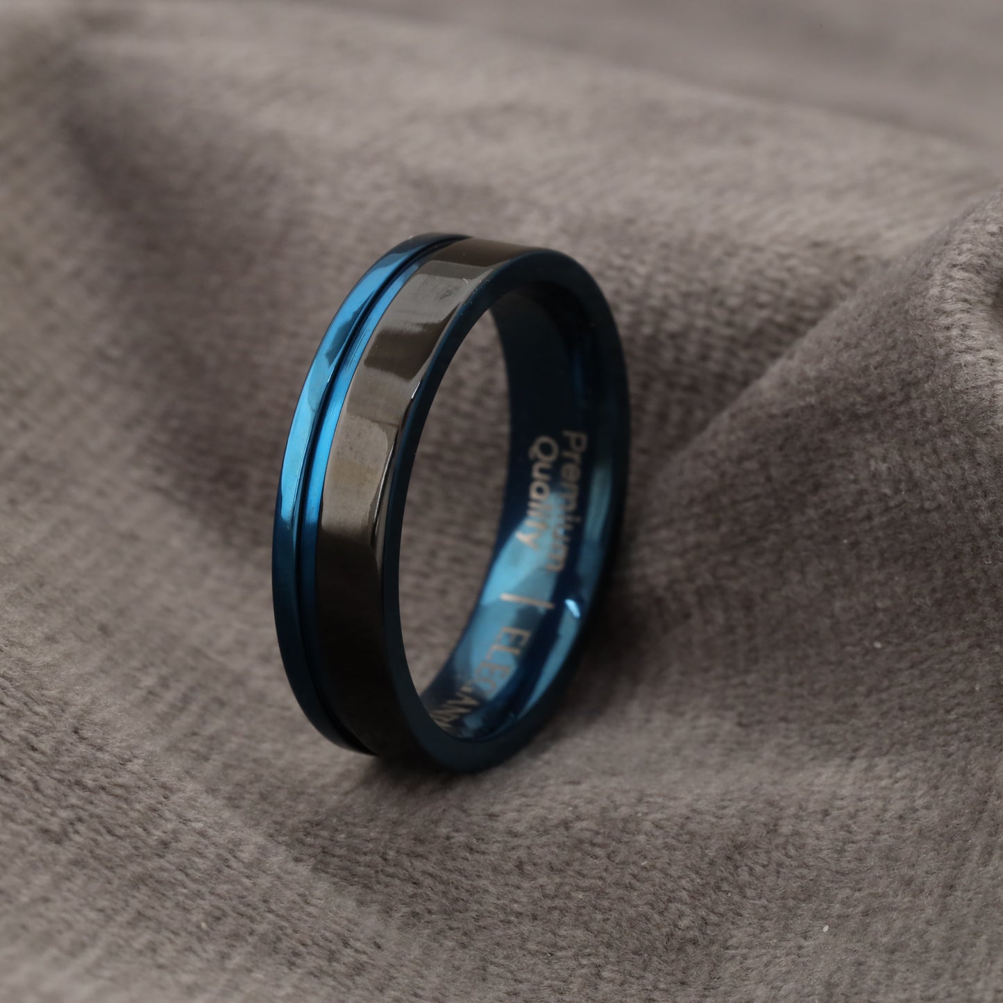 Black & Blue Titanium Ring A210