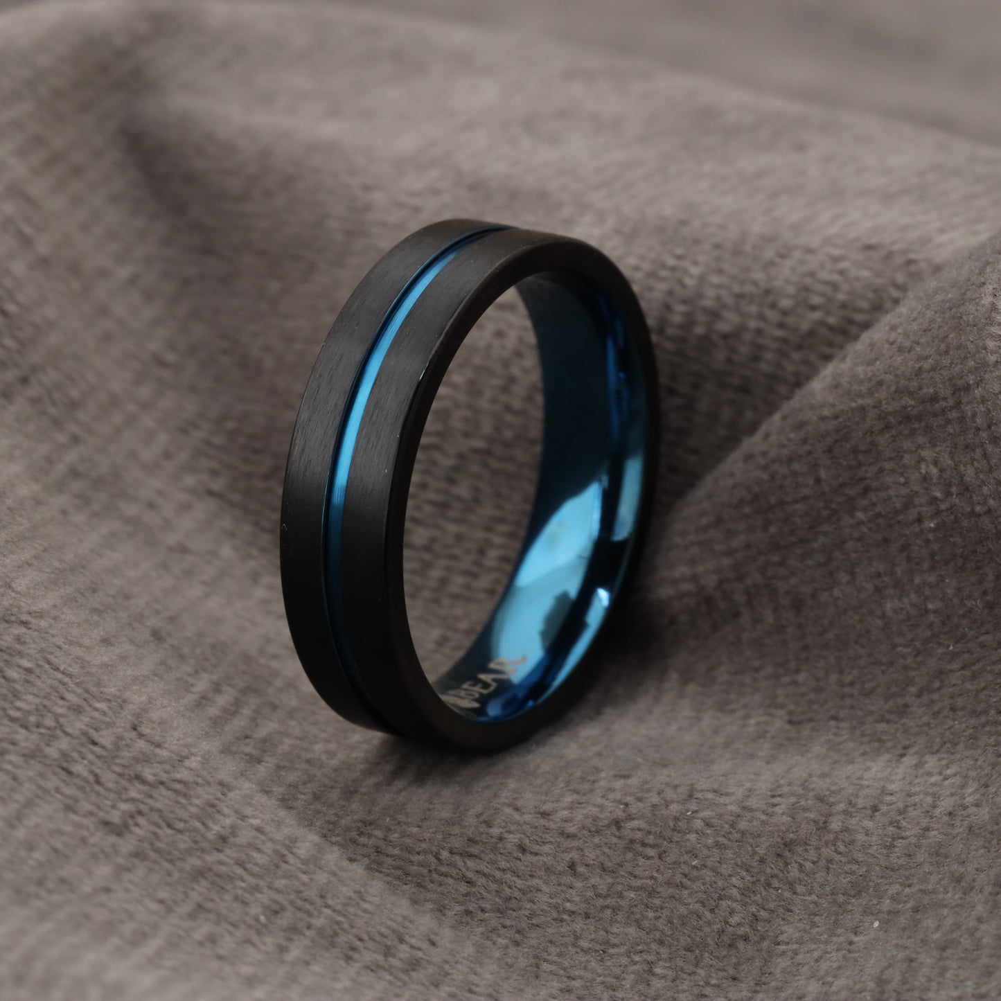 Black Titanium Ring with Blue Center Line A196