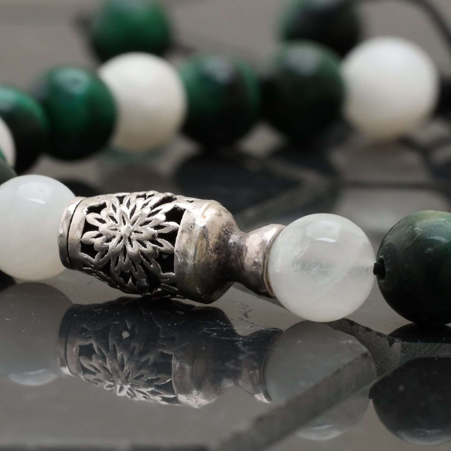 Lucky Jar Bracelet - 925 Sterling Silver Toy - Green Tiger Eye Gemstone Class +AAA - Moon Stone Gemstone LU204