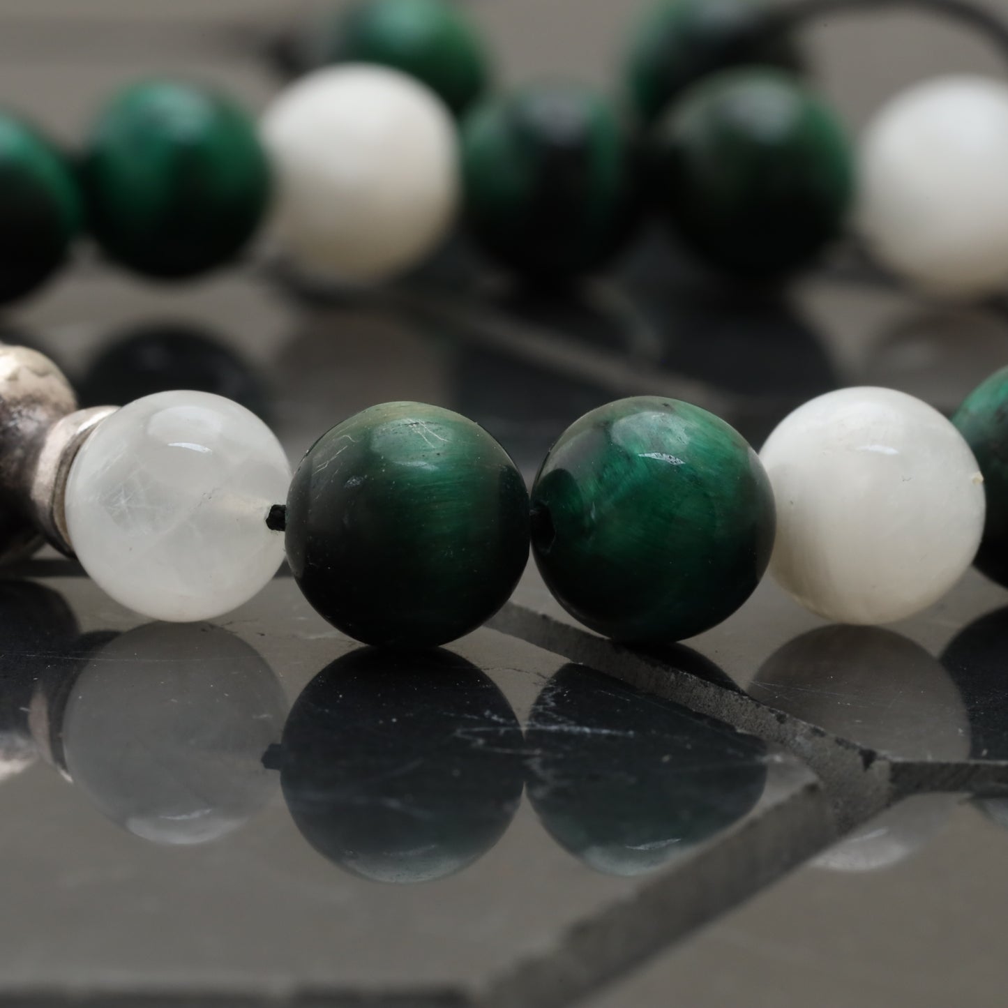 Lucky Jar Bracelet - 925 Sterling Silver Toy - Green Tiger Eye Gemstone Class +AAA - Moon Stone Gemstone LU204