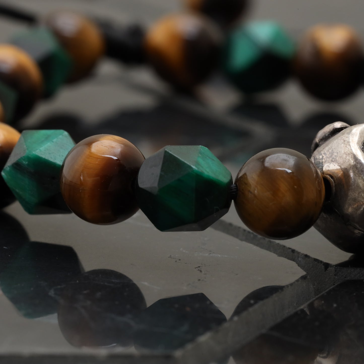Laughing Buddha Bracelet - 925 Sterling Silver Toy - Brown Tiger Eye Gemstone Class +AAA - Cubic Green Tiger Eye Gemstone -- LU203