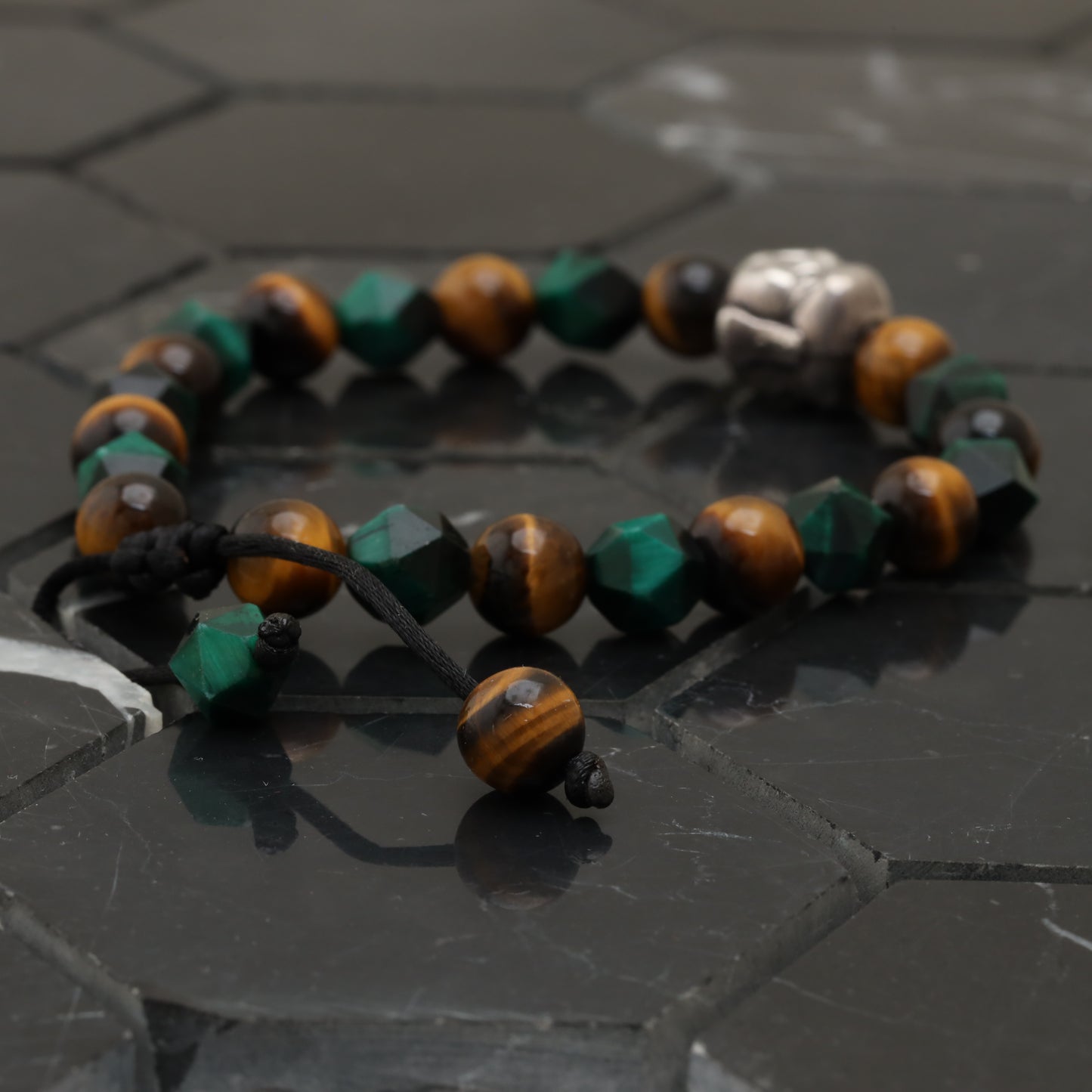 Laughing Buddha Bracelet - 925 Sterling Silver Toy - Brown Tiger Eye Gemstone Class +AAA - Cubic Green Tiger Eye Gemstone -- LU203