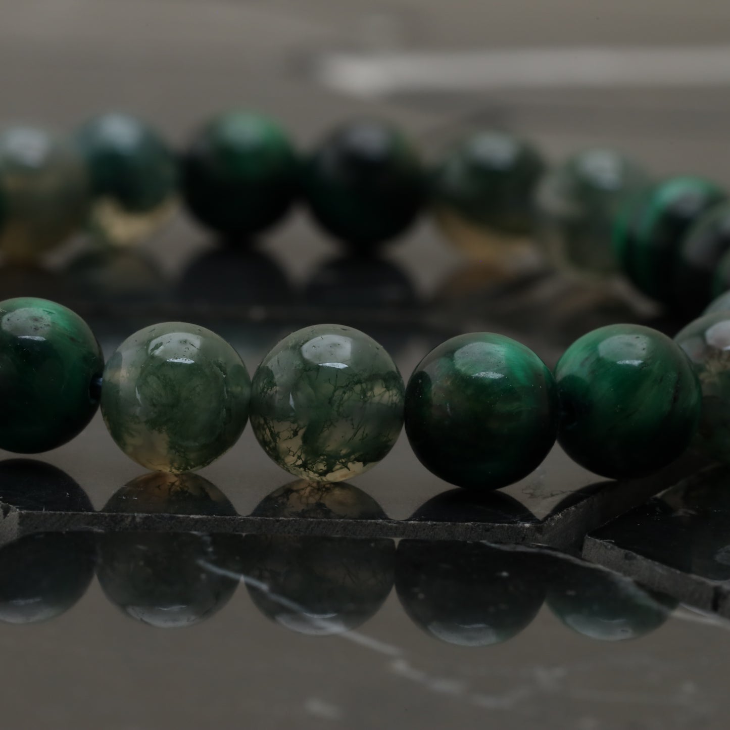 Lucky Clover Bracelet - 925 Sterling Silver - +AAA Green Tiger Eye - +AAA Moss Agate -- Bracelet LU207