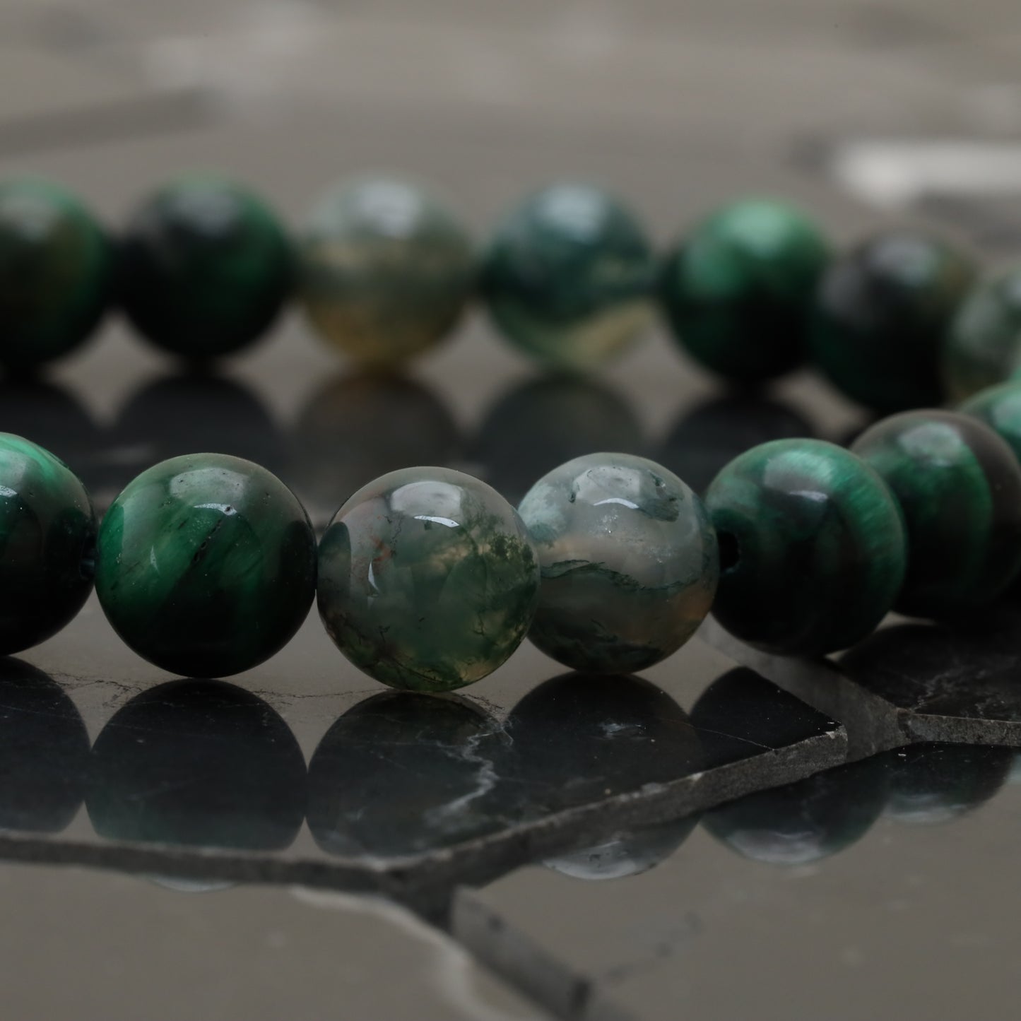 Lucky Clover Bracelet - 925 Sterling Silver - +AAA Green Tiger Eye - +AAA Moss Agate -- Bracelet LU207