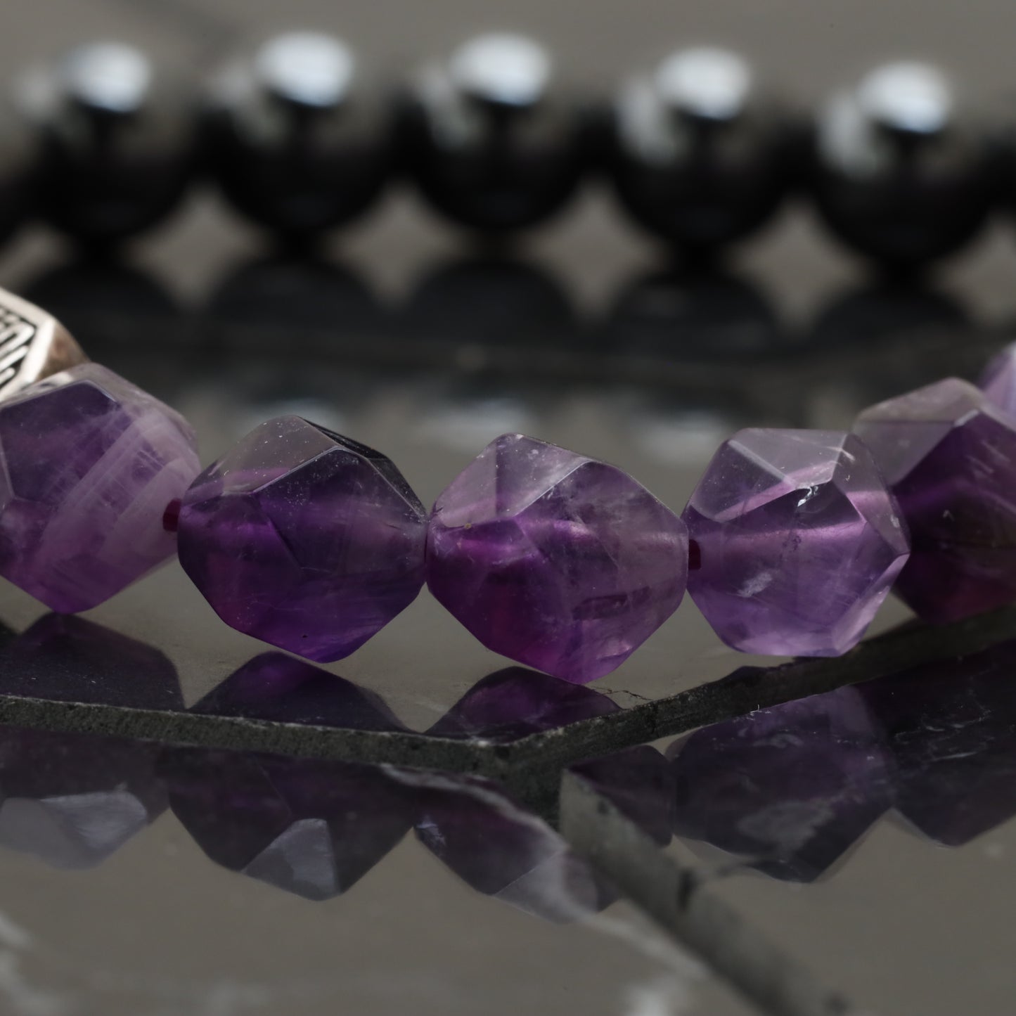 Amethyst Maze Bracelet - 925 Sterling Silver Toy - +AAA Hematite Gemstone - +AAA Amethyst Cubic Gemstone Bracelet LU206