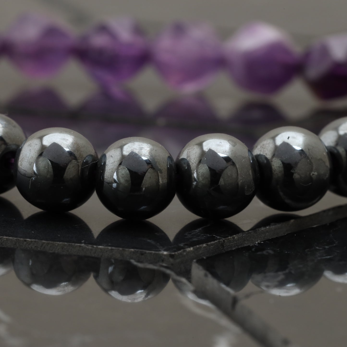 Amethyst Maze Bracelet - 925 Sterling Silver Toy - +AAA Hematite Gemstone - +AAA Amethyst Cubic Gemstone Bracelet LU206