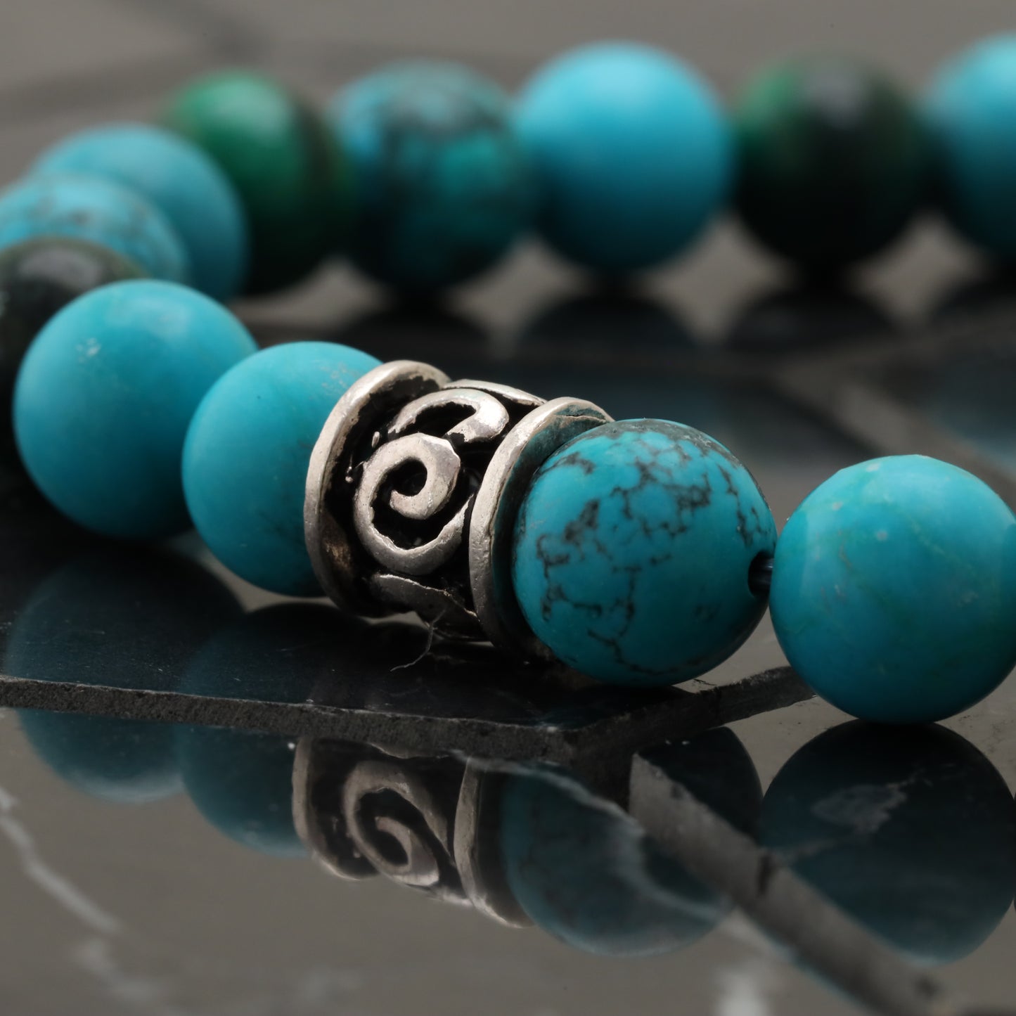 Turquoise Green Tiger Eye Bracelet - 925 Sterling Silver +AAA Howlite Turqouise  - +AAA -  Bracelet LU208