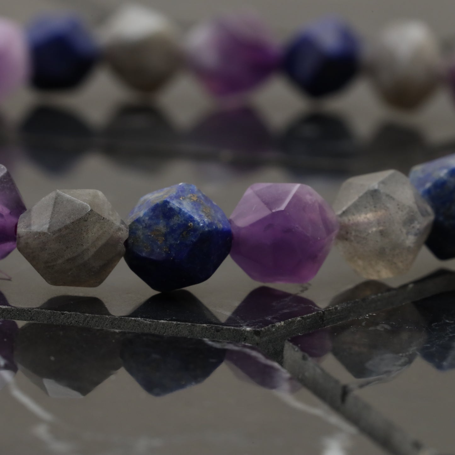 Vitamin Sea Bracelet - 925 Sterling Silver Fish Toy - Amethyst - Lazurite - Amoznite -- Bracelet LU210