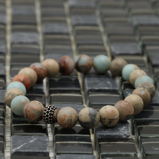 Desert Jasper With Silver Toy Bracelet - 925 Silver toy - Desert Jasper Class +AAA Bracelet LU220