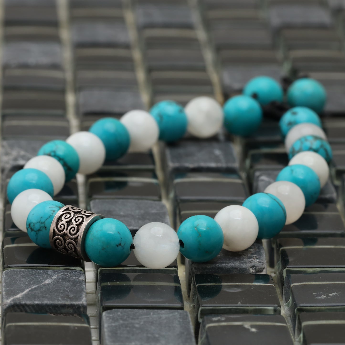 Moon Stone - Turqouise Bracelet - 925 Sterling Silver Toy - Moon Stone Class +AAA - Turqouise +AAA  Bracelet LU222