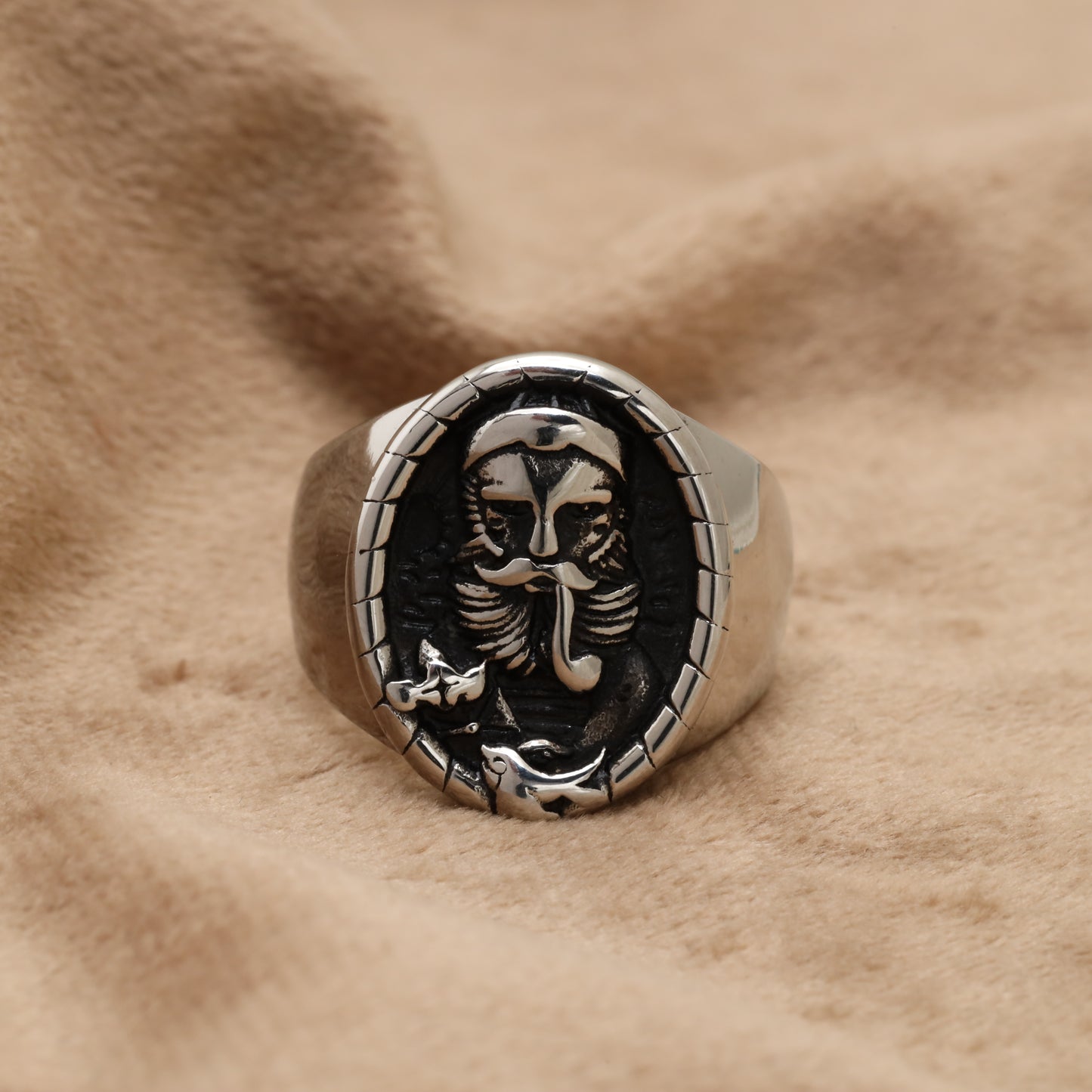 Bearded Warrior Signet Stainless Steel Ring R1237