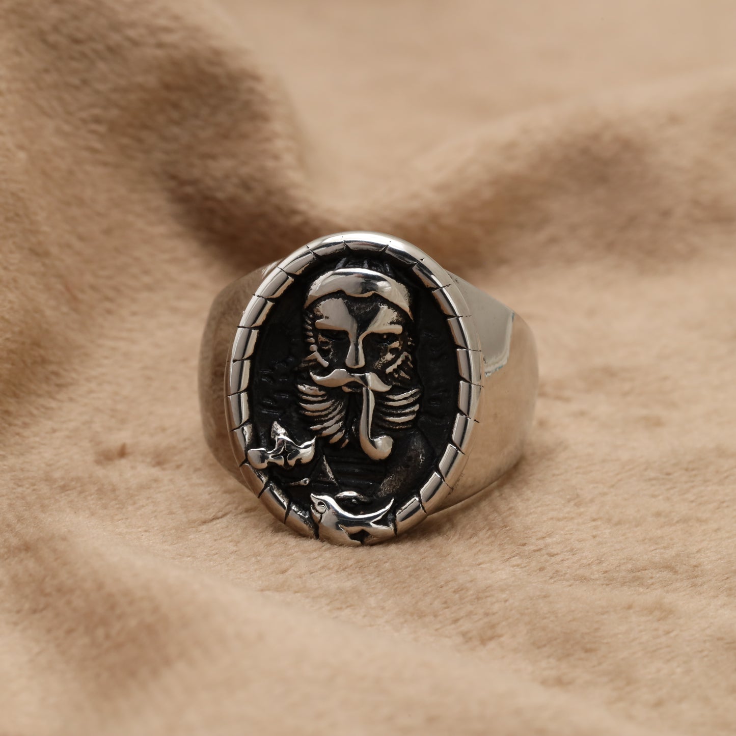 Bearded Warrior Signet Stainless Steel Ring R1237