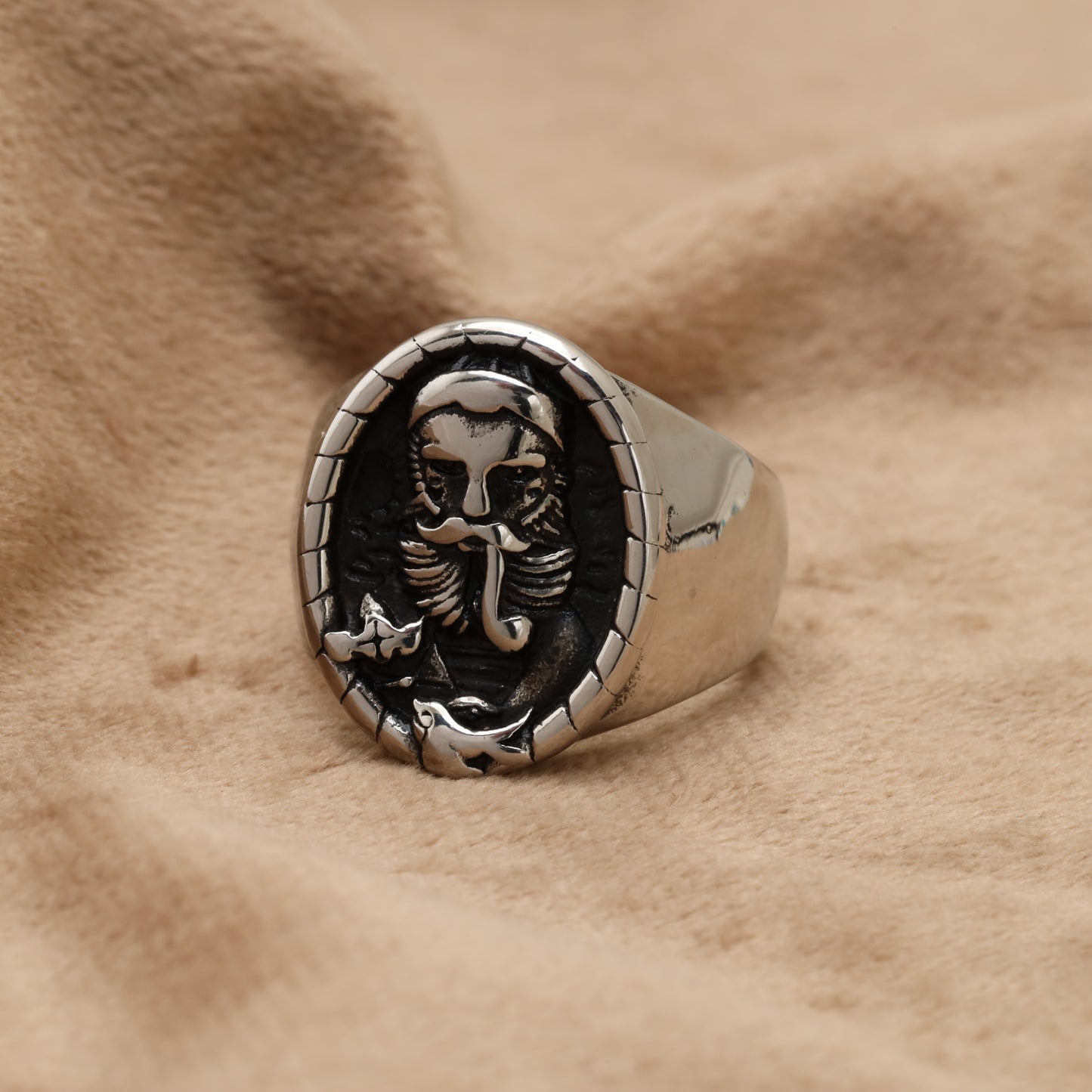 Bearded Warrior Signet Stainless Steel Ring R1237
