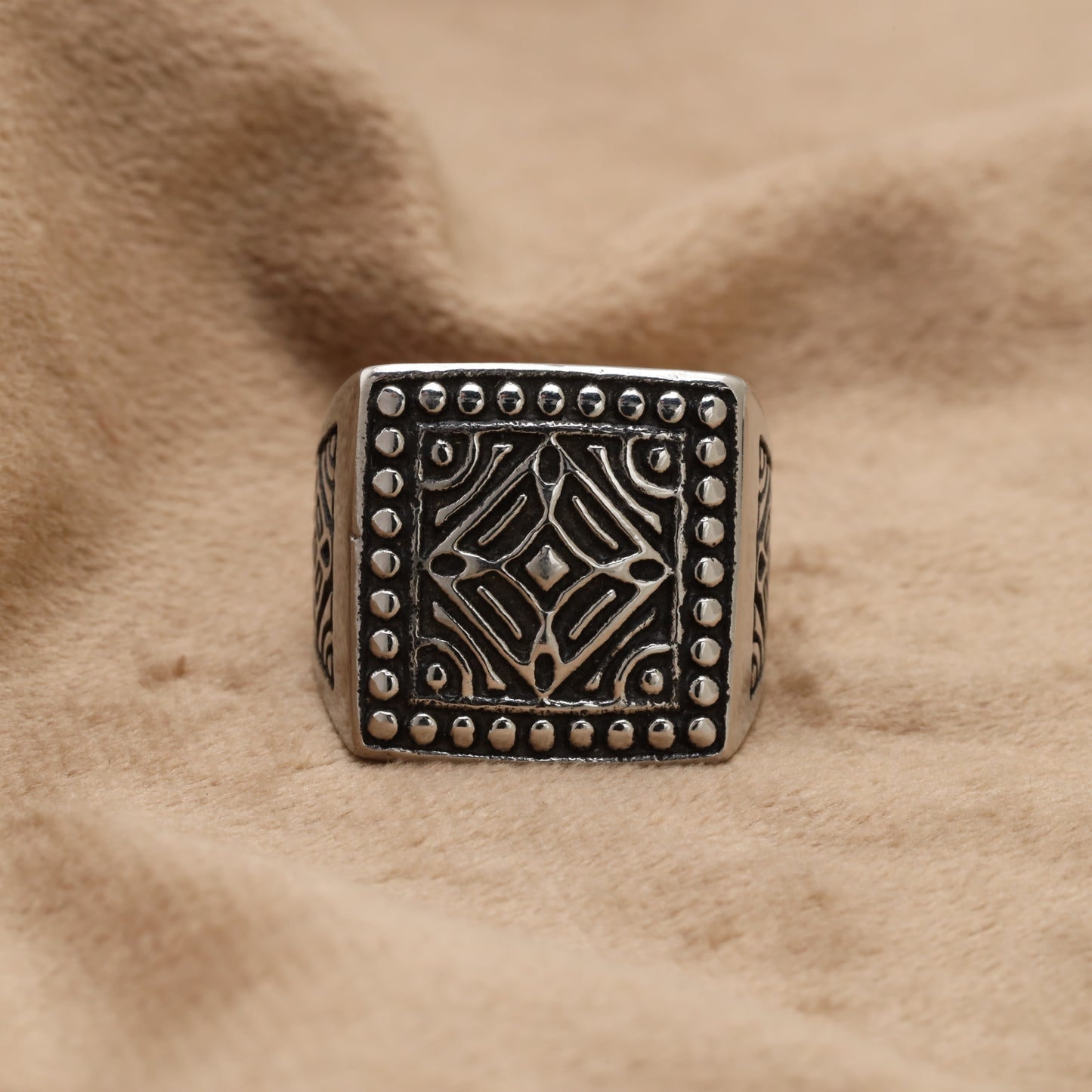 Geometric Square Signet Stainless Steel Ring R1238